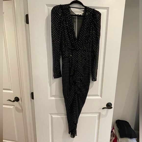 EUC Ronny Kobo Astrid Crystal Dress Black Polka Dot Party Sz. S - Picture 6 of 9